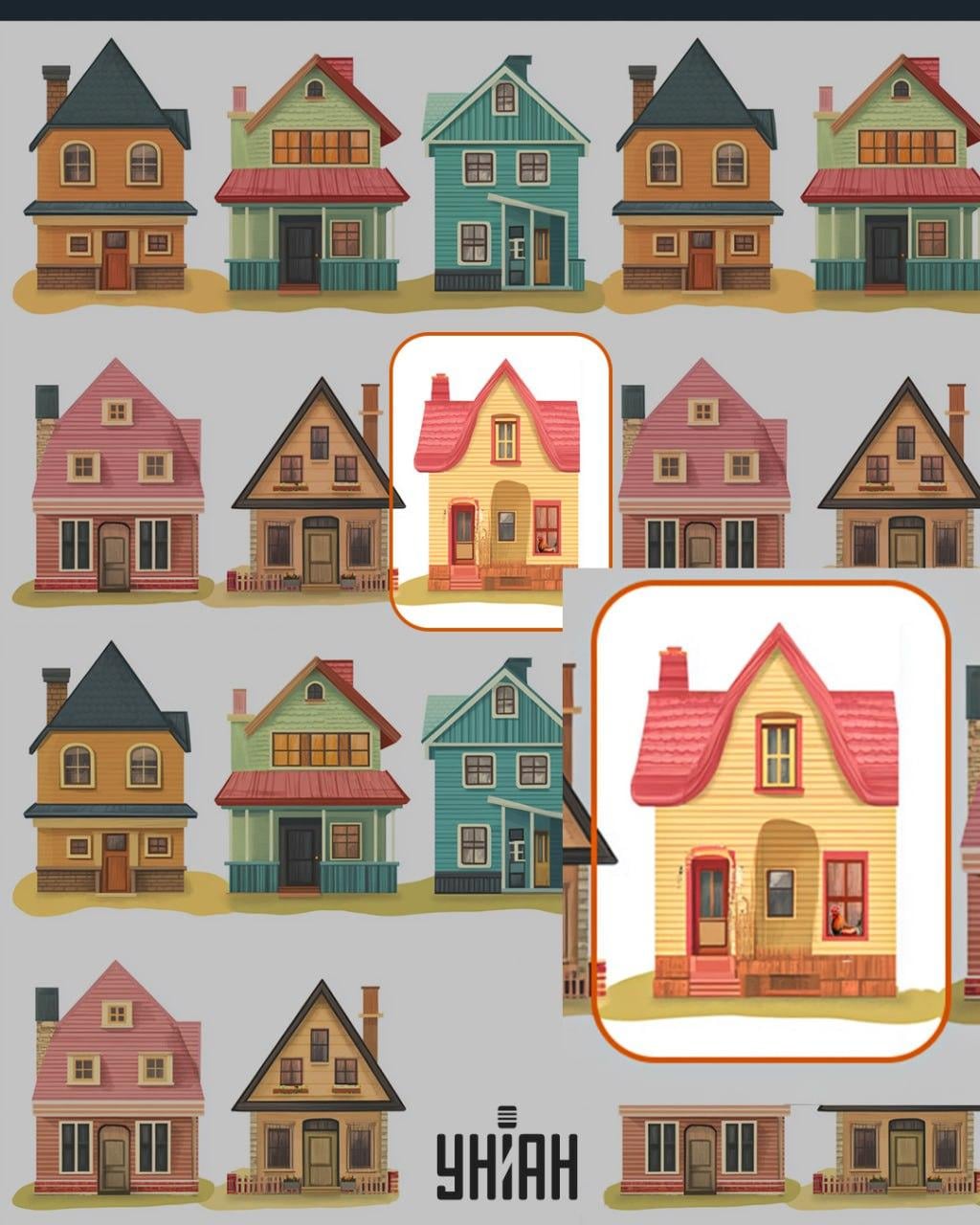 Un gallo era alla finestra di una delle case / collage Moje